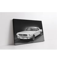 Beyaz Ford Mustang 1964 Kanvas Tablo