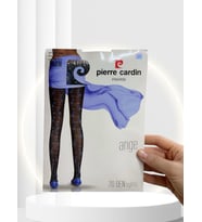 Pierre Cardin Paris Ange 70 Den Siyah Mavi Çiçek Nakışlı Şık Külotlu Çorap (Siyah-Mavi)