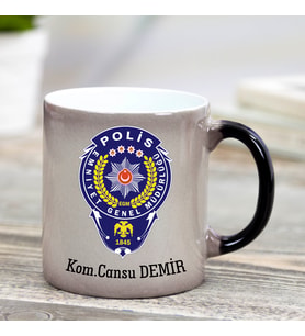 İsme Özel Sihirli Kupa Bardak - Polis Amblem