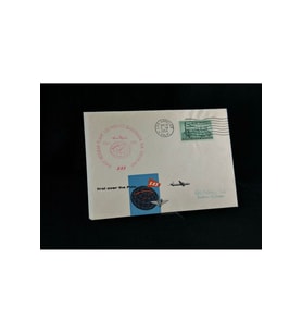 1954 Amerika'dan İskandinavya'ya İlk Uçuş İlk Gün Zarf FDC varış Damgalı Uçak Postası Airmail