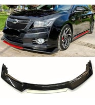 Chevrolet Cruze Beyaz Renkli Şeritli Dilli Ön Lip 4 Prç Parlak Siyah ABS