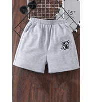 Tasarım Baskılı Pamuk Unisex Penye Short (Gri)