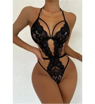 M.S  Şık Siyah Dantelli Babydoll Gecelik