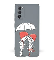 Samsung Galaxy S20 FE Uyumlu Lansman Kılıf Aşk Tasarımlı İçi Kadife Kapak-Gri (Şeffaf)