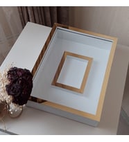 Fotoğraf Bizden! 30x40 Cm Ledsiz Beyaz-Gold Renkli Fotoğraf Bölümlü Tasarım Gül Kutusu Anı Çerçevesi! İsimsiz