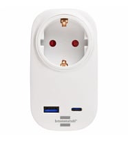 Brennenstuhl Premium Serisi Tek Soketli 20W IQ Şarj Typ-C+1 USB' li Şarj Korumalı Priz