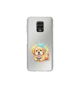 Redmi Note 9s ile Uyumlu Splash Köpek Tasarımlı Şeffaf Silikon Kılıf