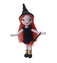 Süpürgeli Tatlı Cadı Bebek Amigurumi Organik Oyuncak