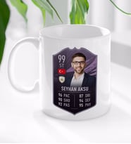 BK Gift Kişiye Özel Futbolcu Kartı Tasarımlı Beyaz Kupa Bardak-5
