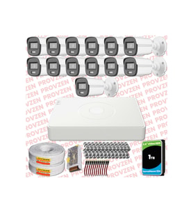 Provzen Hikvision ColorVu Full HD 13 Kameralı Gece Renkli Güvenlik Kamerası Olay Anında bildirim