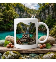 Giresun Temalı Memleket Kupası – 28 Giresun Şelale Turkuaz Göl Orman ve Fındık Baskılı Seramik Kupa