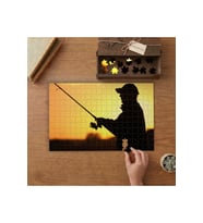 Gün Batımında Balık Tutan Adam Tasarımı 240 parça Ahşap Puzzle Ahşap Kutuda MP00815
