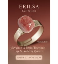 Sertifikalı Doğal Strawberry Quartz (Çilek Kuvars) Taşı Yüzük – Kalın Tımbıl Kasa Ayarlanabilir (Çok Renkli)