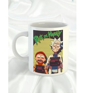"Rick and Morty "  Tasarımlı Hediyelik Porselen Kupa Bardak (Beyaz)