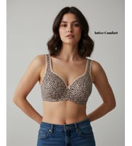 Intive Comfort Pamuklu Leopar/Çiçek Desen Toparlayıcı Kalın Askılı Kopçalı Sütyen (85-95)
