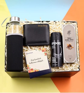 Kişiye Özel Siyah Cüzdan & Erkek Deodorant & Kişiye Özel Siyah Cüzdan & Özel Kılıflı 500Ml Su Matarası & Rebul Kolonya Hediye Seti