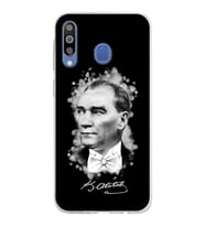Samsung Galaxy M30 Kapak Atatürk Tasarımlı Şeffaf Silikon Kılıf