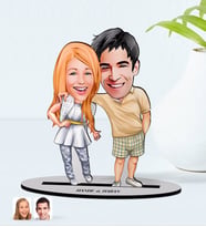 BK Gift Kişiye Özel İsimli Sevgililer Karikatürlü Ahşap Biblo Model-98