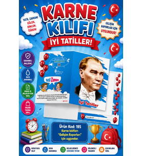 Ata Okul Öncesi ve İlkokullar İçin Karne Kılıfı (Gelişim Dosyasına Uygun) Ürün Kodu:195 (10 Adet)