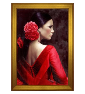 Kadın Motifli Kanvas Tablo 50 x 70 cm Gold Çerçeve