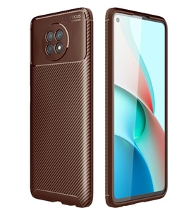 Pilelistore   Xiaomi Redmi Note 9 5G Kılıf Auto Focus Karbon Kapak - Kahverengi