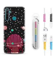 Realme 5i 5 Pro 6i 7 Pro 8 Kılıf Kablo Koruma Spiral Silikon Space Woman 1311