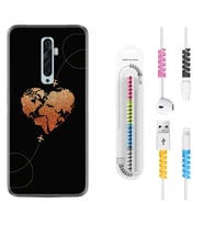 Oppo Reno 2Z 4 Lite 4 Pro 5 6 7 A31 Kılıf Kablo Koruma Spiral Silikon Plane Heart 1721