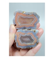 Pastel Şeritli Akik - Kavun Lila Kuvars Kristali, 89g