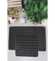 Modern Bubble Yıkanabilir Kaymaz Peluş Banyo Paspası Halısı 2li Klozet Takımı 60x100-50x60cm Antrasit