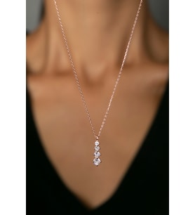 Elika Silver Kadın Pırlanta Modeli Pırıltılı 925 Ayar Gümüş Kolye (Rose)