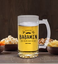 BK Gift Kişiye Özel Babamın Dinlenme Zamanı Tasarımlı Cam Bira Bardağı 50cl-1 (Beyaz)