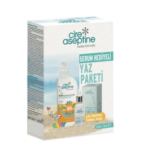 Cire Aseptine Baby Güneş Koruyucu 50 SPF 200 ml +Leke Gidermeye Yardımcı Serum Serum 30 ml Kutu