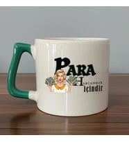 Para Harcamak İçindir Baskılı Yeşil Kulplu D Kupa