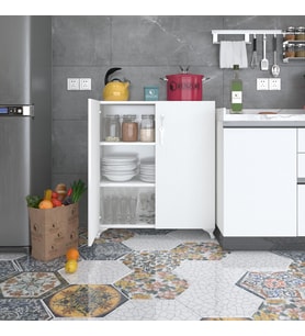Kenzlife 2 kapılı dolap çilem 088*070*032 byz kilitli ayaklı banyo mutfak ofis kitaplık ayakkabılık kiler (Karışık)