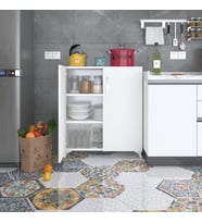 Kenzlife 2 kapılı dolap çilem 088*070*032 byz kilitli ayaklı banyo mutfak ofis kitaplık ayakkabılık kiler (Karışık)