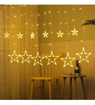 Yıldız Sarkıtlı Perde LED Aydınlatma - 3m Genişlik, 8 Modlu, Günışığı Renk,Ev Süsleme Işığı