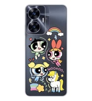 Realme C55 Uyumlu Powerpuff Girls Desenli Şeffaf Telefon Kılıfı