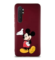 Xiaomi Mi Note 10 Lite Soft Premier Kapak Mickey Mouse-C Tasarımlı Silikon Kılıf - Mürdüm (Şeffaf)