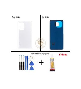 Xiaomi Mi 11 Bulut Beyazı Uyumlu Arka Kapak + Yapıştırıcı ve Vida Seti