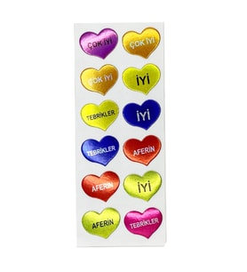 Sticker Kabartmalı Stiker Defter, Planlayıcı Etiket Çok iyi, Tebrikler, Aferin (cb445) 16x7 Cm