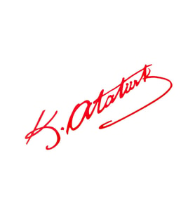 K.Atatürk İmzalı Oto Sticker Küçük Kırmızı 20x5cm