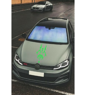 Oto Kaput Şerit Sticker Dövme Tasarımlı Yeşil 25*60 Cm