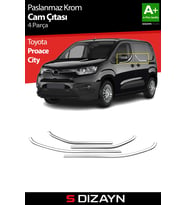 S-Dizayn Toyota Proace City Krom Cam Çıtası 4 Prç 2019 Üzeri A+ Kalite