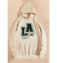 La California Baskılı Oversize Sweatshirt (Bej)