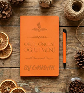 Kişiye Özel Okul Öncesi Öğretmeni Defter Öğretmenler Günü Hediyesi (Turuncu)