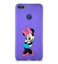 Huawei P Smart Soft Premier Kapak Minnie Mouse-D Tasarımlı Silikon Kılıf - Mor (Şeffaf)
