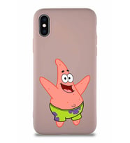 Apple iPhone XS Soft Premier Kapak Patrick Yıldız Tasarımlı Silikon Kılıf - Pudra (Şeffaf)