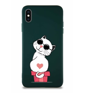 Apple iPhone XS Max Soft Premier Kapak Coolcat Tasarımlı Silikon Kılıf - Yeşil (Şeffaf)