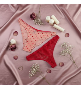 Kadın 2 li Dantelli String ve Slip Külot Set BB2157