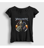 Presmono Kadın Siyah Rattlehead Megadeath T-Shirt 390123tt